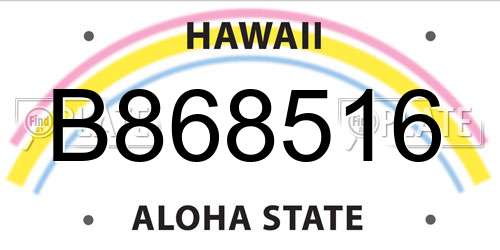 B868516 Hawaii License Plate