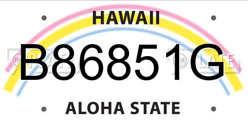 B86851G Hawaii License Plate