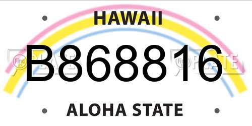 B868816 Hawaii License Plate