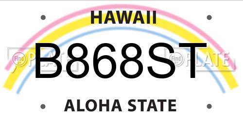 B868ST Hawaii License Plate
