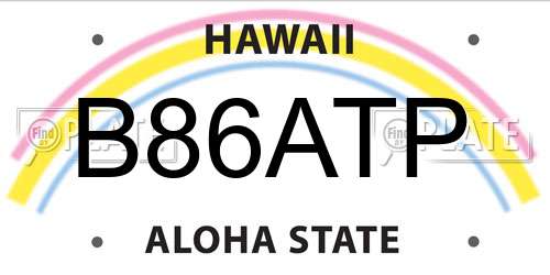B86ATP Hawaii License Plate