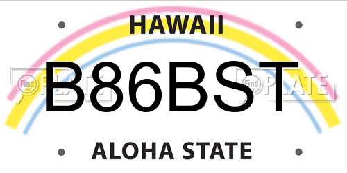 B86BST Hawaii License Plate