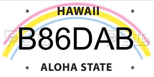 B86DAB Hawaii License Plate