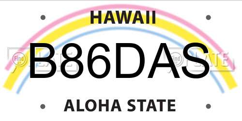 B86DAS Hawaii License Plate