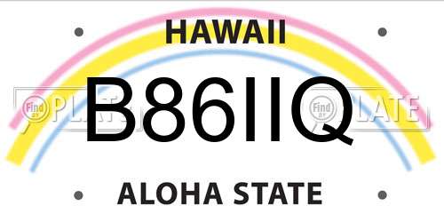 B86IIQ Hawaii License Plate