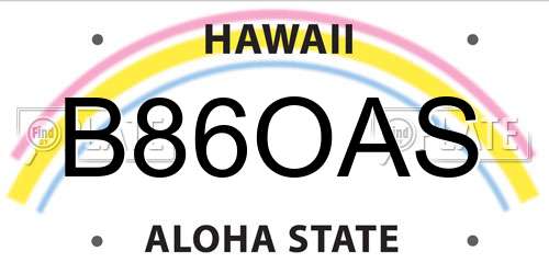 B86OAS Hawaii License Plate