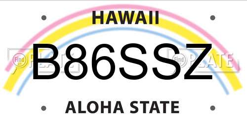 B86SSZ Hawaii License Plate