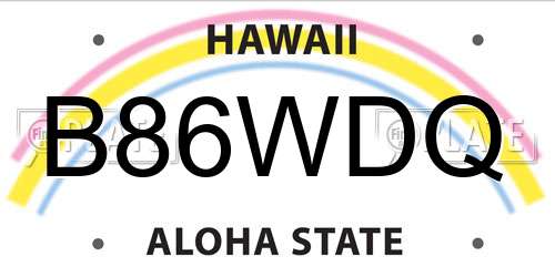 B86WDQ Hawaii License Plate