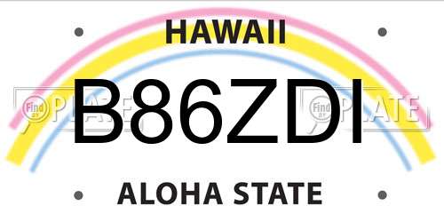 B86ZDI Hawaii License Plate