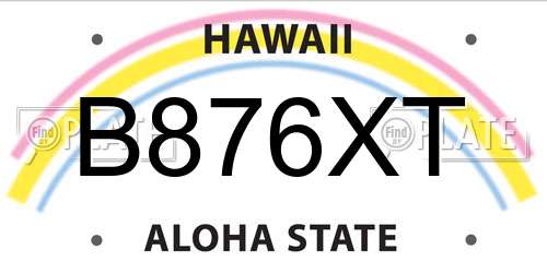 B876XT Hawaii License Plate