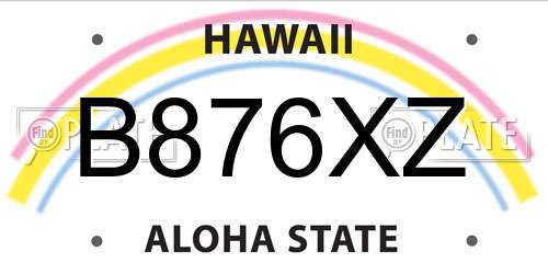 B876XZ Hawaii License Plate