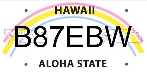 B87EBW Hawaii License Plate
