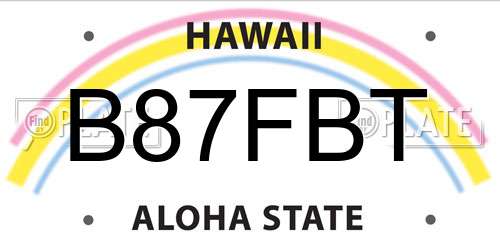 B87FBT Hawaii License Plate
