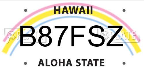 B87FSZ Hawaii License Plate