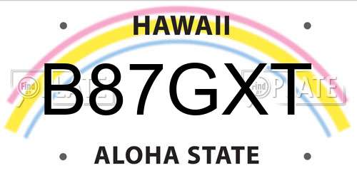 B87GXT Hawaii License Plate