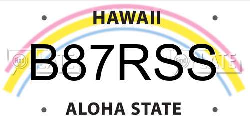 B87RSS Hawaii License Plate