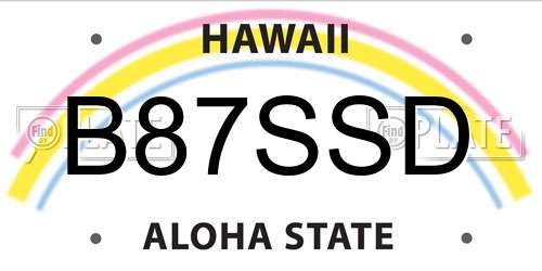 B87SSD Hawaii License Plate