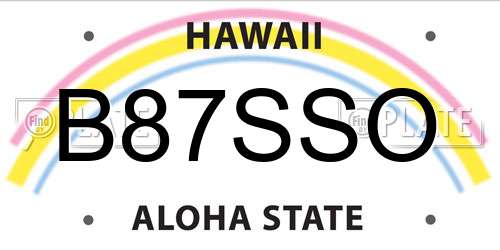 B87SSO Hawaii License Plate