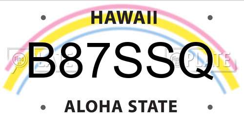 B87SSQ Hawaii License Plate