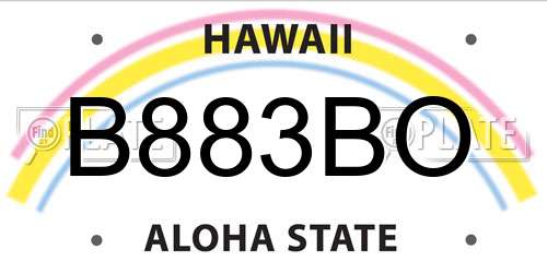 B883BO Hawaii License Plate