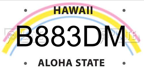 B883DM Hawaii License Plate