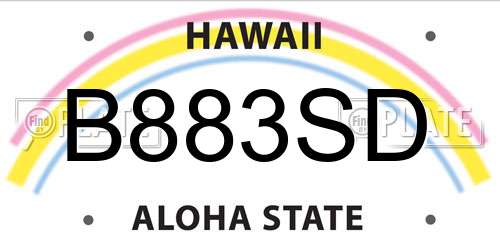 B883SD Hawaii License Plate