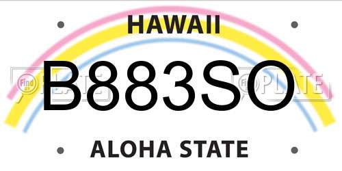 B883SO Hawaii License Plate