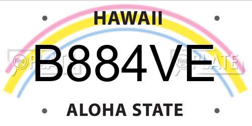 B884VE Hawaii License Plate