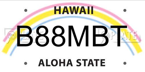 B88MBT Hawaii License Plate