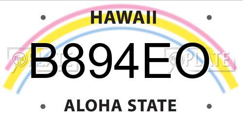 B894EO Hawaii License Plate