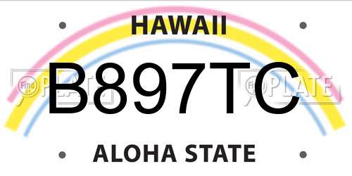 B897TC Hawaii License Plate