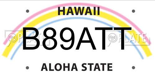 B89ATT Hawaii License Plate