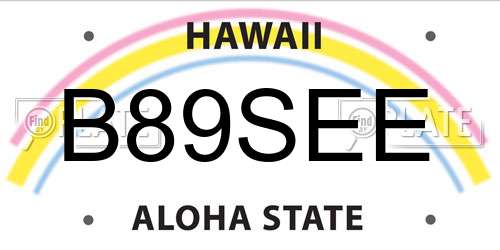 B89SEE Hawaii License Plate