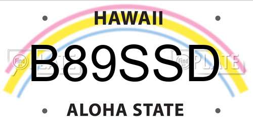 B89SSD Hawaii License Plate