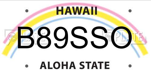 B89SSO Hawaii License Plate