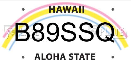 B89SSQ Hawaii License Plate