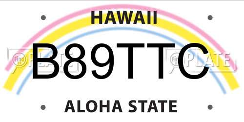 B89TTC Hawaii License Plate