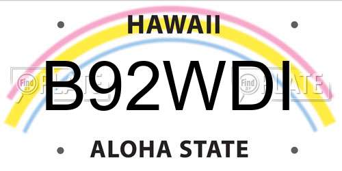 B92WDI Hawaii License Plate