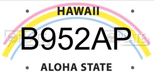 B952AP Hawaii License Plate
