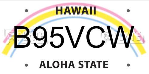 B95VCW Hawaii License Plate