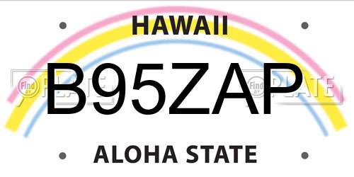 B95ZAP Hawaii License Plate