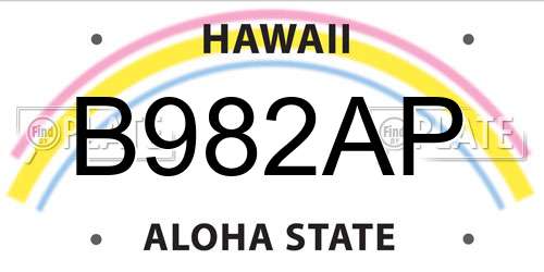 B982AP Hawaii License Plate