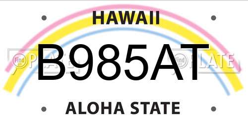 B985AT Hawaii License Plate