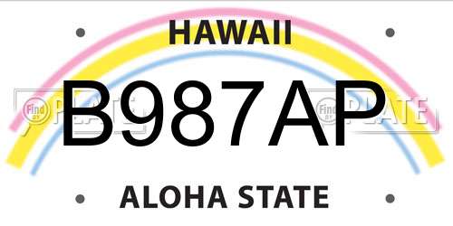 B987AP Hawaii License Plate