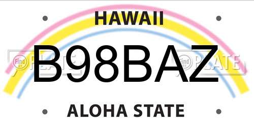 B98BAZ Hawaii License Plate