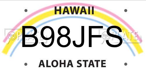 B98JFS Hawaii License Plate