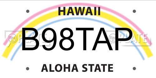 B98TAP Hawaii License Plate