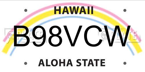 B98VCW Hawaii License Plate