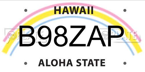B98ZAP Hawaii License Plate