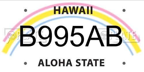 B995AB Hawaii License Plate